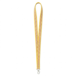 Lanyard su misura realizzato in poliestere e sughero con moschettone color giallo settima vista