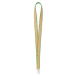 Lanyard su misura realizzato in poliestere e sughero con moschettone color verde settima vista