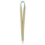Lanyard su misura realizzato in poliestere e sughero con moschettone color verde bottiglia settima vista