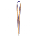 Lanyard su misura realizzato in poliestere e sughero con moschettone color blu elettrico settima vista