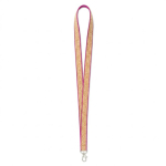 Lanyard su misura realizzato in poliestere e sughero con moschettone color fucsia settima vista
