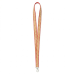 Lanyard su misura realizzato in poliestere e sughero con moschettone color rosso scuro settima vista
