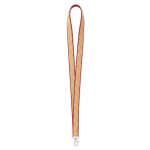 Lanyard su misura realizzato in poliestere e sughero con moschettone color granata settima vista