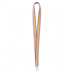 Lanyard su misura realizzato in poliestere e sughero con moschettone color viola settima vista