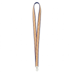 Lanyard su misura realizzato in poliestere e sughero con moschettone color blu oltremare settima vista
