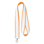 Lanyard su misura in poliestere con strato in raso per sublimazione color arancione settima vista