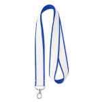 Lanyard su misura in poliestere con strato in raso per sublimazione color blu reale settima vista