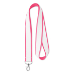 Lanyard su misura in poliestere con strato in raso per sublimazione color fucsia settima vista