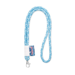 Lanyard su misura tubolare in poliestere con etichetta cucita color bianco