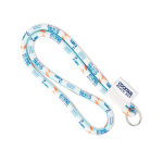 Lanyard su misura tubolare in poliestere con etichetta cucita color bianco