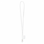 Lanyard su misura in poliestere con etichetta cucita e moschettone color bianco settima vista