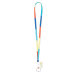 Lanyard su misura in poliestere con etichetta cucita e moschettone color bianco