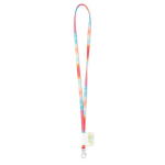 Lanyard su misura in poliestere con etichetta cucita e moschettone color bianco
