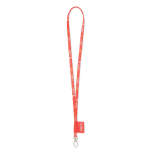 Lanyard su misura in poliestere con etichetta cucita e moschettone color bianco