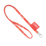 Lanyard su misura in poliestere con etichetta cucita e moschettone color bianco