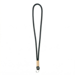 Lanyard su misura tubolare in poliestere con dettaglio in bambù color nero settima vista