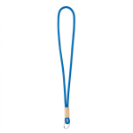 Lanyard su misura tubolare in poliestere con dettaglio in bambù color blu settima vista