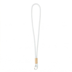 Lanyard su misura tubolare in poliestere con dettaglio in bambù color bianco settima vista