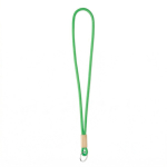 Lanyard su misura tubolare in poliestere con dettaglio in bambù color verde settima vista