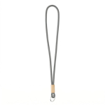 Lanyard su misura tubolare in poliestere con dettaglio in bambù color grigio scuro settima vista