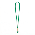 Lanyard su misura tubolare in poliestere con dettaglio in bambù color verde bottiglia settima vista