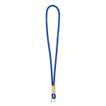 Lanyard su misura tubolare in poliestere con dettaglio in bambù color blu elettrico settima vista