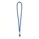 Lanyard su misura tubolare in poliestere con dettaglio in bambù color blu reale settima vista