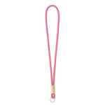 Lanyard su misura tubolare in poliestere con dettaglio in bambù color fucsia settima vista