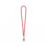 Lanyard su misura tubolare in poliestere con dettaglio in bambù color granata settima vista
