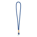 Lanyard su misura tubolare in poliestere con dettaglio in bambù color blu oltremare settima vista