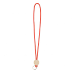 Lanyard su misura tubolare poliestere e dettaglio circolare in bambù color rosso settima vista