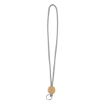Lanyard su misura tubolare poliestere e dettaglio circolare in bambù color grigio settima vista
