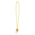 Lanyard su misura tubolare poliestere e dettaglio circolare in bambù color giallo settima vista