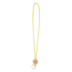 Lanyard su misura tubolare poliestere e dettaglio circolare in bambù color giallo
