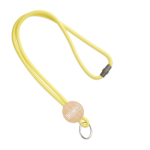 Lanyard su misura tubolare poliestere e dettaglio circolare in bambù color giallo