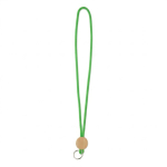 Lanyard su misura tubolare poliestere e dettaglio circolare in bambù color verde settima vista