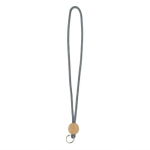 Lanyard su misura tubolare poliestere e dettaglio circolare in bambù color grigio scuro settima vista