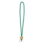 Lanyard su misura tubolare poliestere e dettaglio circolare in bambù color verde bottiglia settima vista
