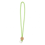 Lanyard su misura tubolare poliestere e dettaglio circolare in bambù color verde mela settima vista
