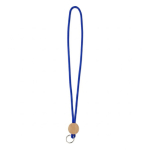 Lanyard su misura tubolare poliestere e dettaglio circolare in bambù color blu reale settima vista