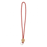Lanyard su misura tubolare poliestere e dettaglio circolare in bambù color granata settima vista