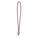 Lanyard su misura tubolare poliestere e dettaglio circolare in bambù color viola settima vista