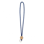 Lanyard su misura tubolare poliestere e dettaglio circolare in bambù color blu oltremare settima vista