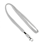 Lanyard su misura in poliestere con morsetto e moschettone metallico color grigio settima vista