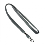 Lanyard su misura in poliestere con morsetto e moschettone metallico color grigio scuro settima vista