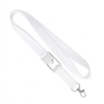 Lanyard su misura in poliestere con apribottiglie centrale color bianco settima vista