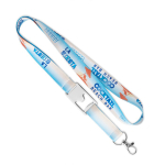 Lanyard su misura in poliestere con apribottiglie centrale color bianco