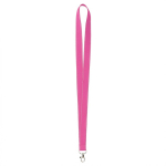 Lanyard su misura in poliestere con fili riflettenti sui bordi color fucsia settima vista