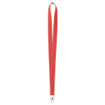 Lanyard su misura in poliestere con fili riflettenti sui bordi color rosso scuro settima vista