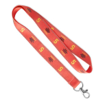 Lanyard su misura in poliestere con fili riflettenti sui bordi color rosso scuro